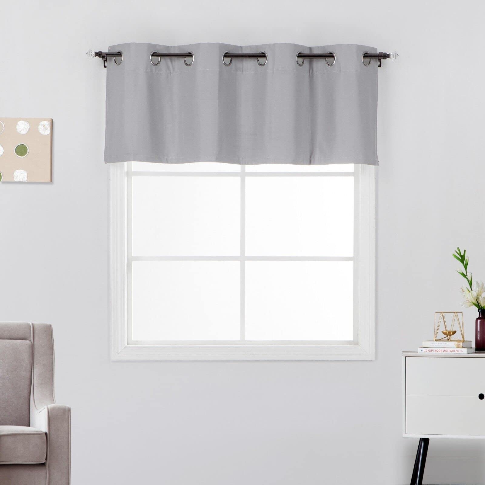 Diamond Home Linens Grommet Top 100% Blackout Curtain Valance Window Topper 18