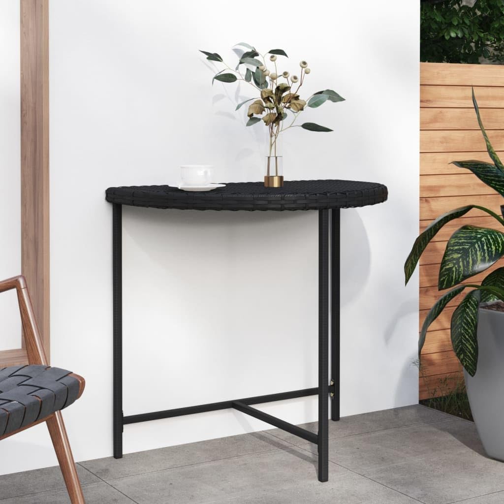 vidaXL Outdoor Side Table, Patio End Table, Balcony Table for Porch Deck Lawn Backyard Balcony Terrace, Modern Style, Black Poly Rattan