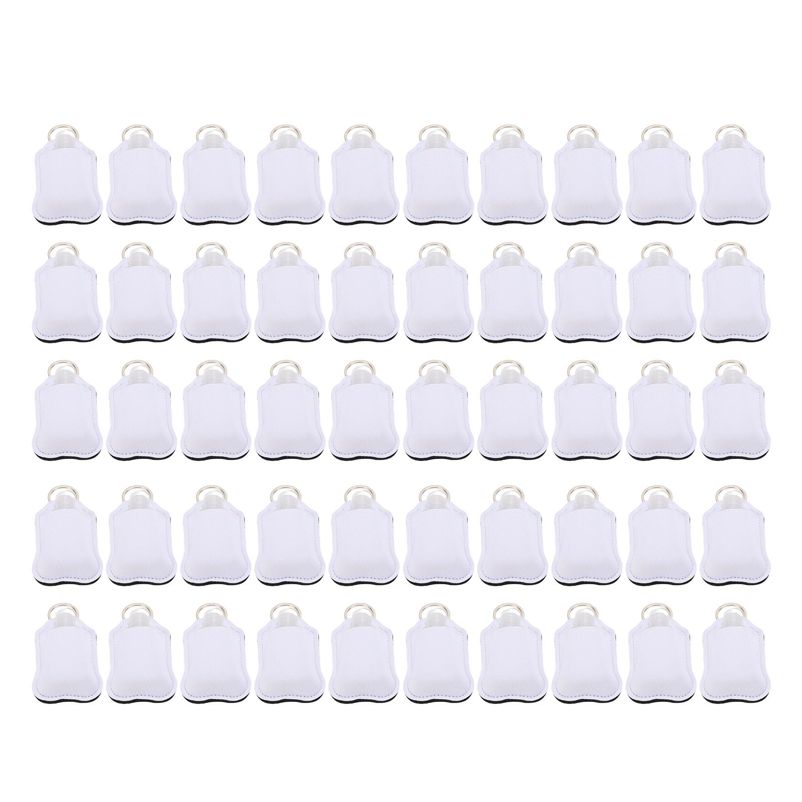 Juego de 50 Portabotellas de Viaje Vacías, Kit de Botella de Viaje Reutilizable de 30 Ml con Tapa Abatible y Ganchos para Llavero para Loción Desinfectante de Manos, Artíc (Blanco)