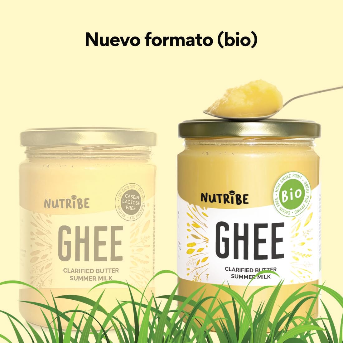 Nutribe Ghee Bio, de verano | Sin lactosa | Freír de manera saludable, Keto y Paleo, 500g