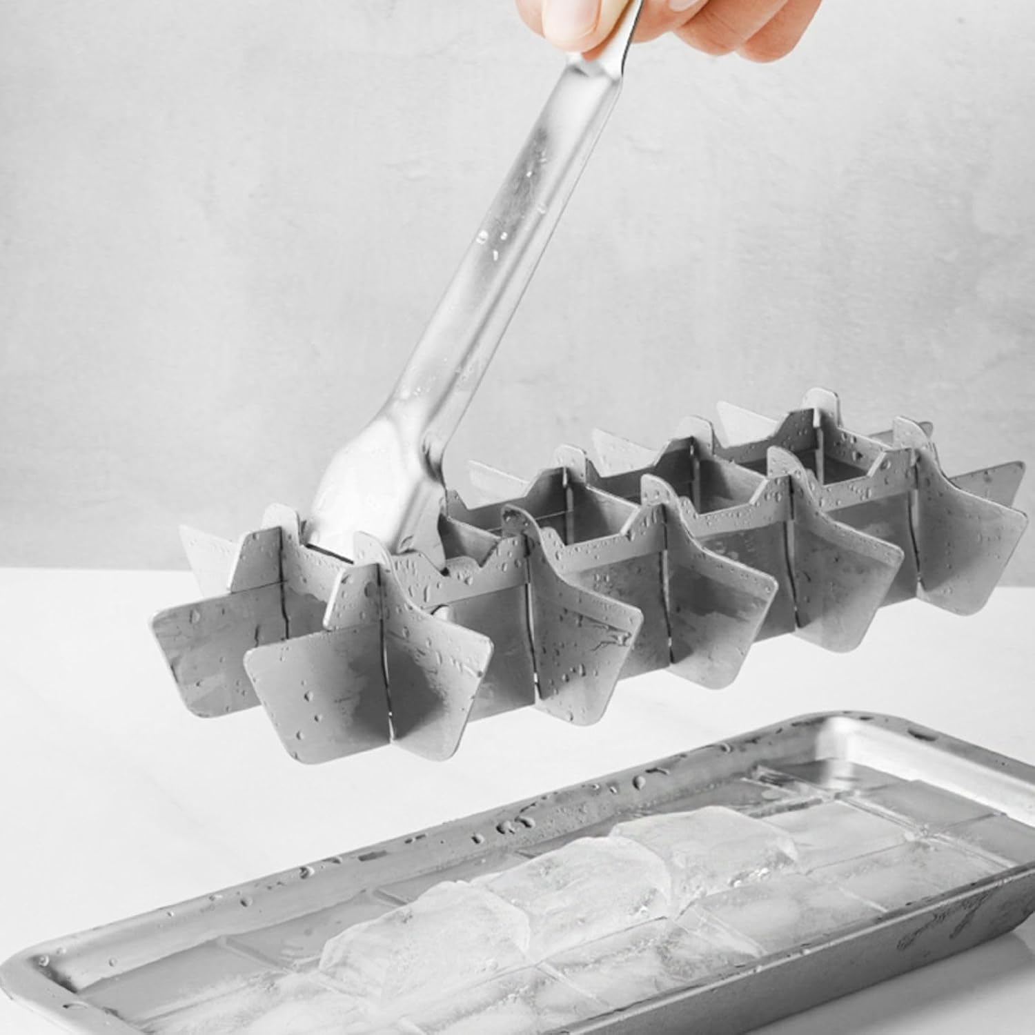 3 Pack Stainless Steel Ice Cube Trays, 18 Slot Ice Tray with Easy Release Handle Detachable Ice Trays for Easily Making Various Ice Cubes and Frozen Foods