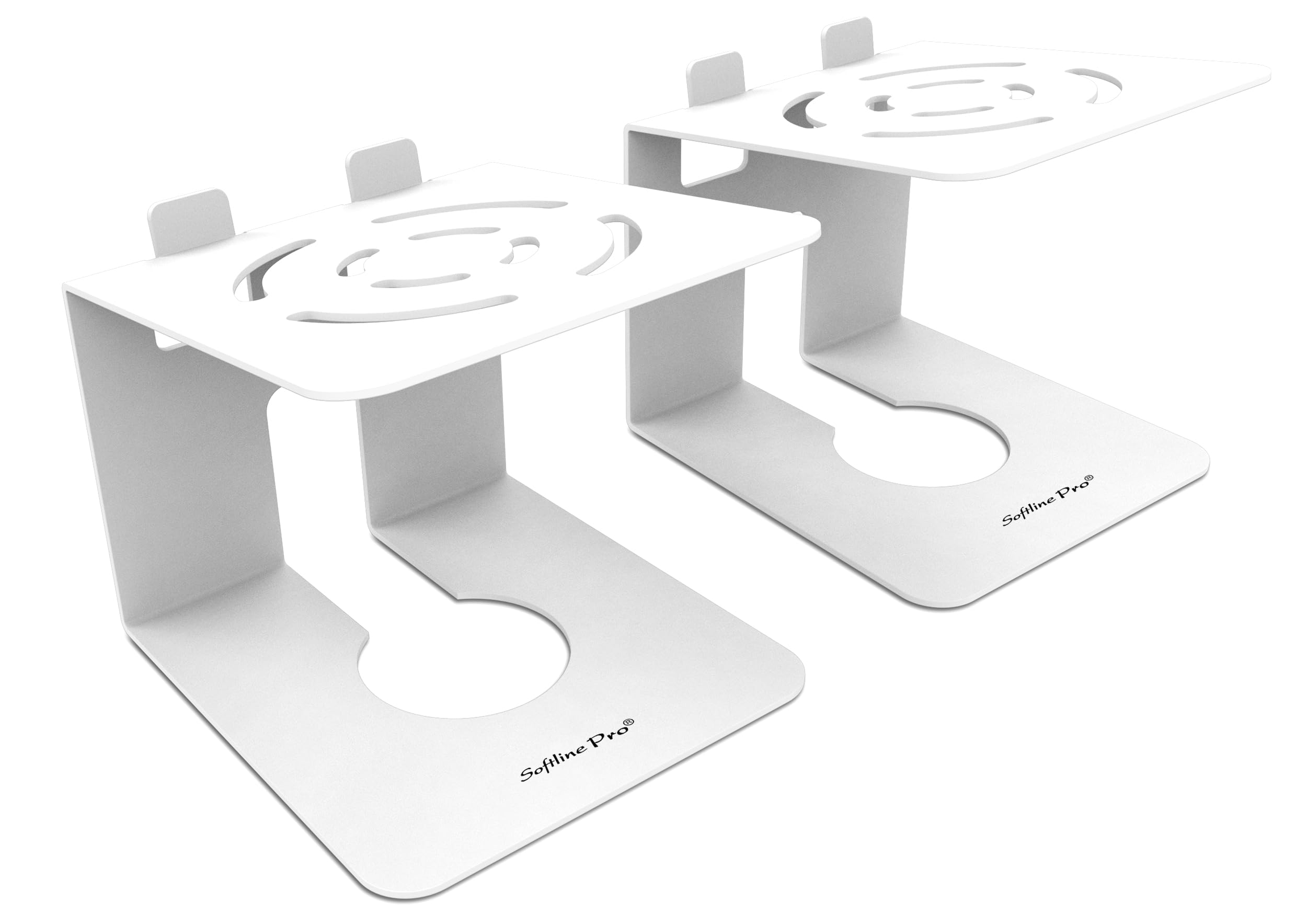 Softline Pro SP DMS3 Desktop Speaker Stands (Pair) White Heavy-Duty Metal with 18Kg Capacity, Vibration Absorbing Pads, 7° Tilt for Studio Monitors, Sound Editing, Music Production & Gaming-picture-18
