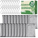 TUXIYA 20Pack Activated Charcoal Odor Absorber, Odor Eliminator for Strong 0dor,Shoe Deodorizer,Bamboo Charcoal Air Purifying For in Car,Closet,Shoe, Basement,(100g /3.53oz Each)