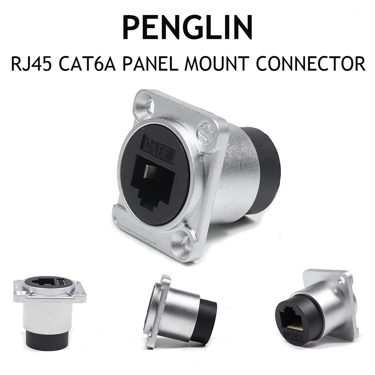 PENGLIN 5PCS Shielded RJ45 Ethernet Extender, D-Type RJ45 CAT6A Panle Mount Socket, Female to Female Ethernet Coupler for Cat6a Cat6 Cable