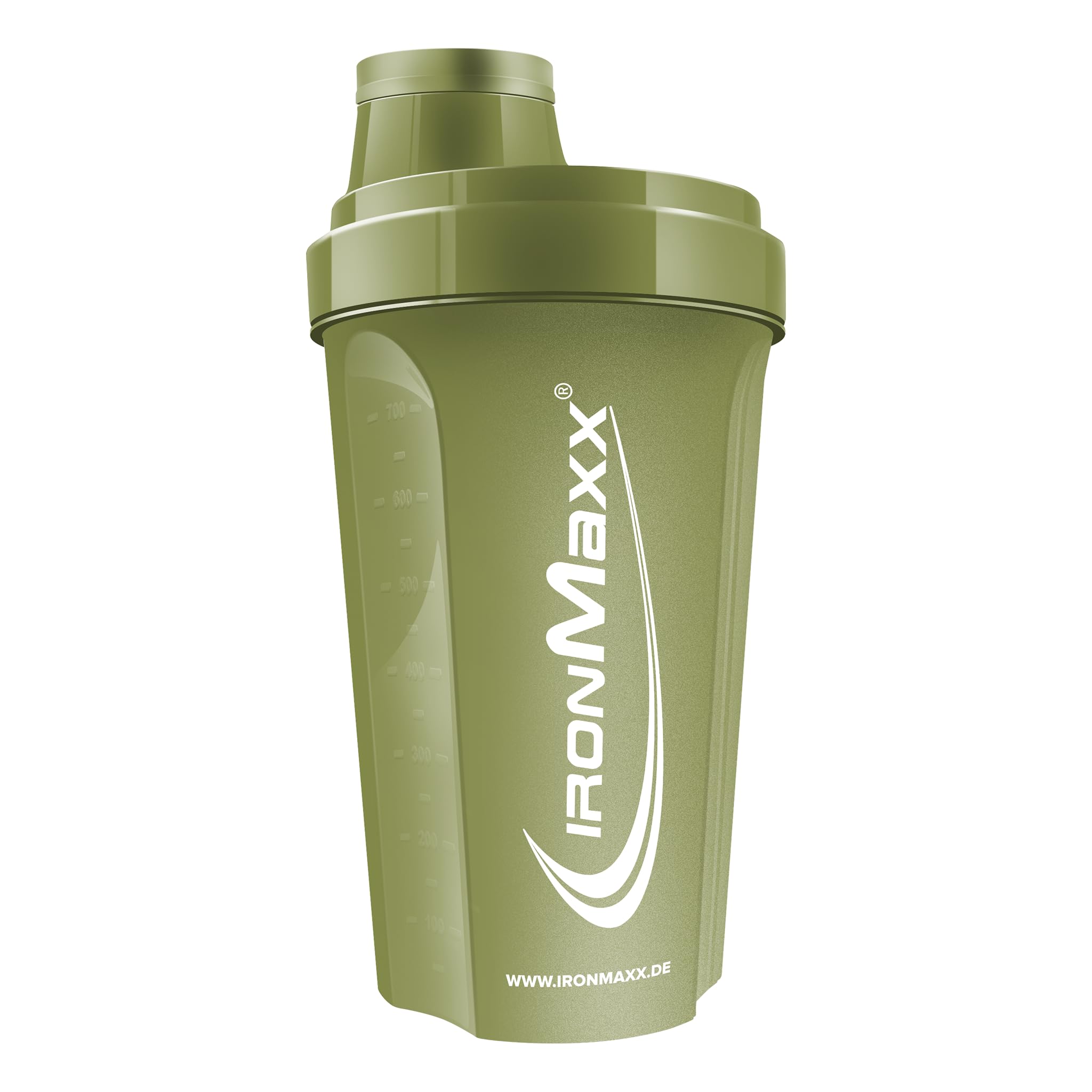 IronMaxx Protein Shaker - 700 ml Navy Green Opaque | Leak-Proof, Dishwasher Safe, BPA & DEHP Free | Protein Shaker with Screw Cap, Strainer & Measuring Scale Navy Green 0.7 ليتر