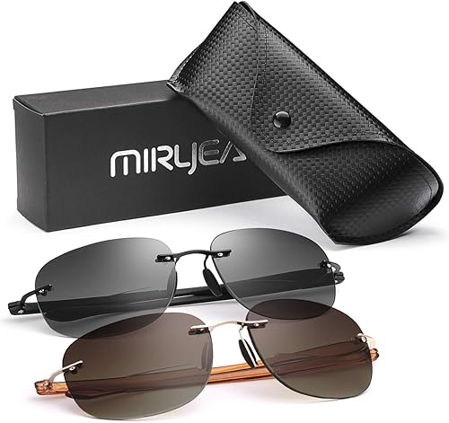 Miniatura 6 de MIRYEA 2 pares de lentes de lectura bifocales sin montura con protección UV, anti bloqueo de luz azul, lectores solares para hombres y mujeres