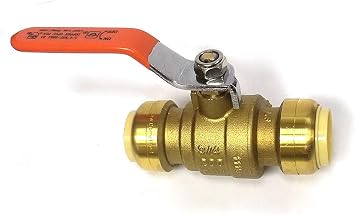 3/4" Ball Valve Push Fit Connection - 3/4-Inch Brass Fitting Water Shutoff Tool Bite Fittings Connects PEX Copper Pipe