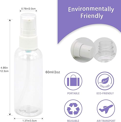 Miniatura 2 de TrendBox Paquete de 6 botellas vacías de plástico con tapa de bomba de pico de pato para champú, lociones, jabón corporal líquido, crema (2 onzas