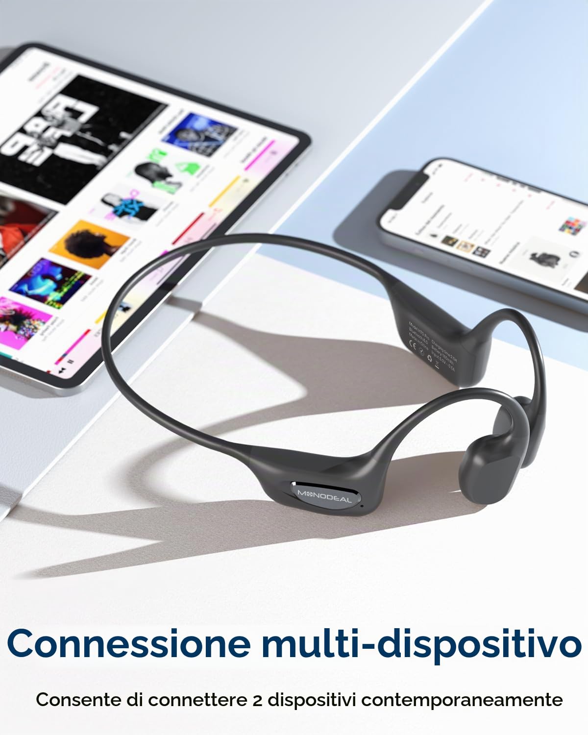 Cuffie Conduzione Ossea Bluetooth 6.0 per Corsa Fitness Ciclismo, IPX8, 25g | 25g Ultra-leggero e Materiale in silicone morbido per comfort, Impermeabile IPX8 per corsa, ciclismo e fitness, Non per nuoto