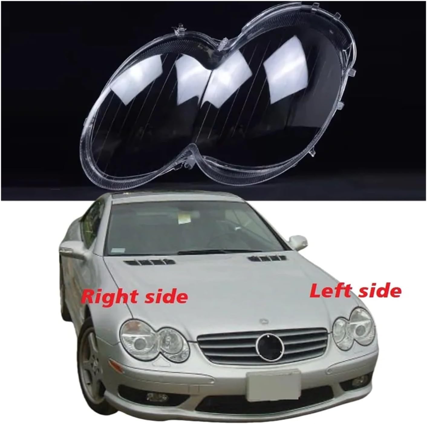Car Head light Covers Compatible For Benz SL-Class W230 SL300 SL350 SL500 2004 2005 2006 2007 Car Head lamp Lens Cover Head light Shell Glass Transparent Lampshade(Left side)