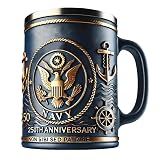250th Anniversary Military Commemorative 3D Mug, Exquisite Military Theme Mug, Creative Handmade Coffee, Symbol of Courage and Commitment (Navy)