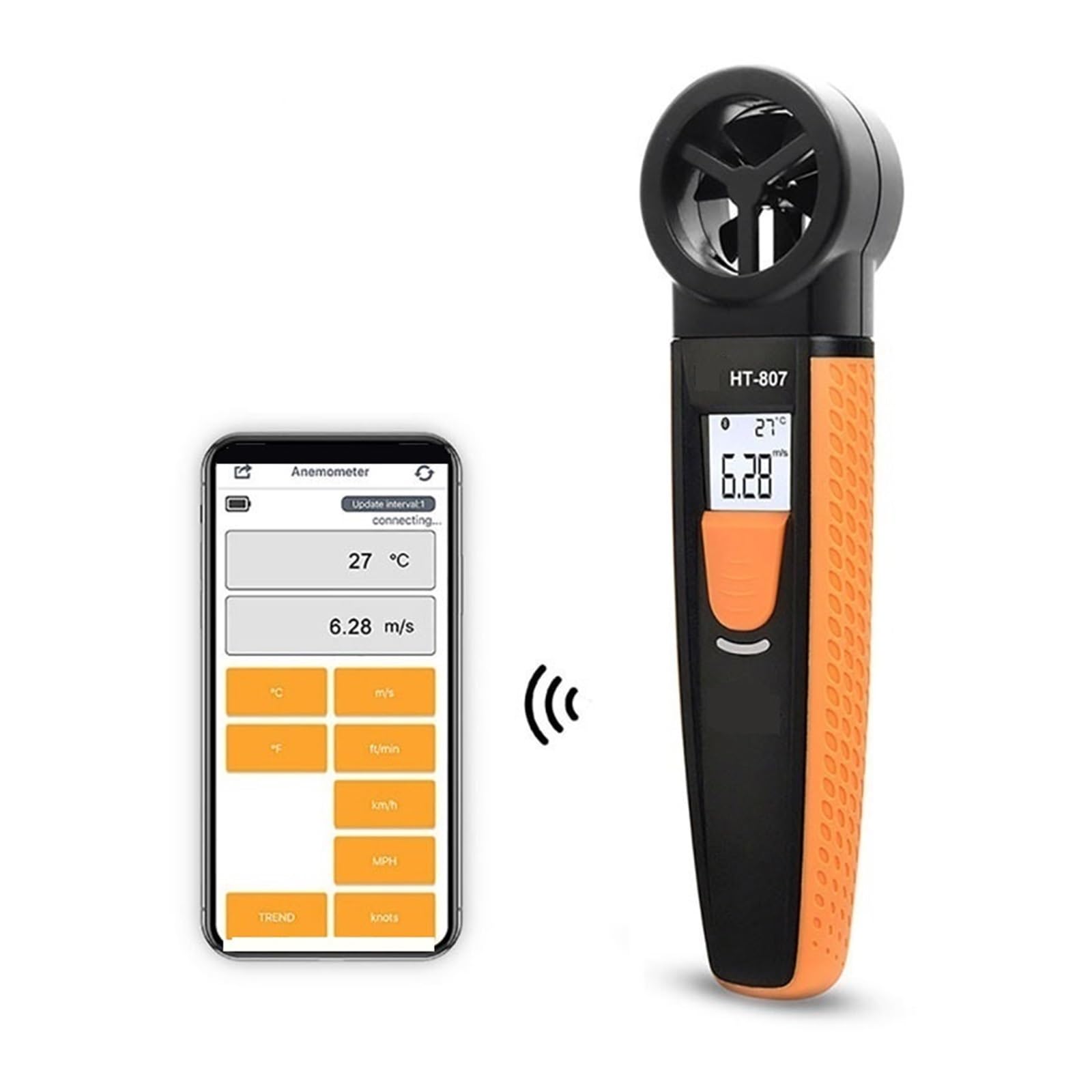 Mini Cyfrowy Anemometr Ręczny Tester Prędkości Wiatru Termometr Miernik Precyzyjny Pomiar