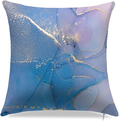 Miniatura 4 de TZnyly Juego de 4 fundas de almohada decorativas de mármol de 18 x 18 pulgadas, funda de cojín con textura de mármol, funda de cojín para sofá,