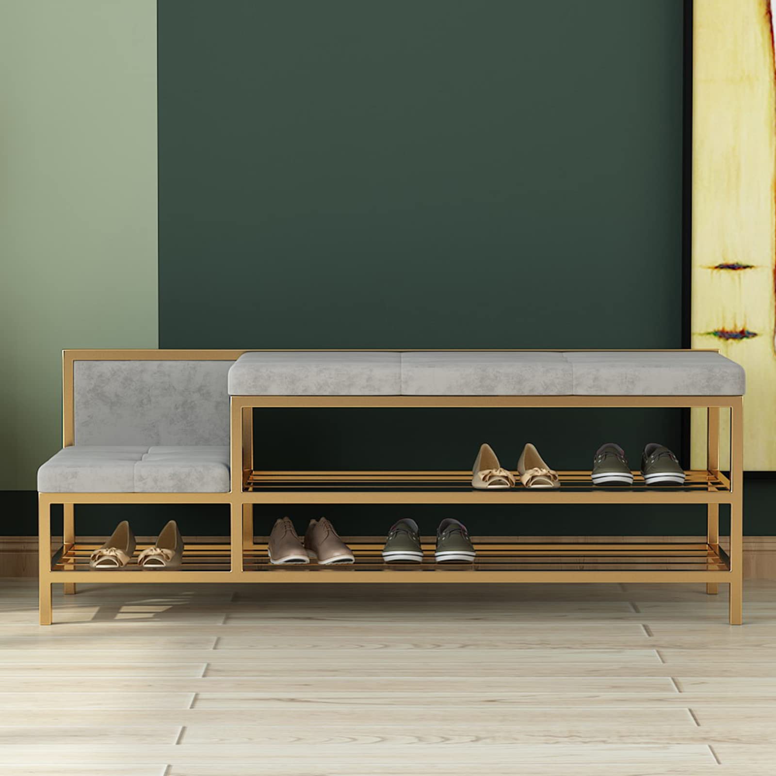 Tabouret à langer en velours pour un salon chic et un rangement ordonné