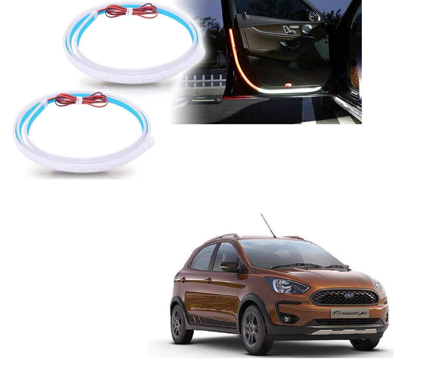 Kozdiko Car 2 Pcs 120 Cm Door Opening Warning LED Strips Welcome Decor Lamp Strips Safety Light (Red & White)-image-37