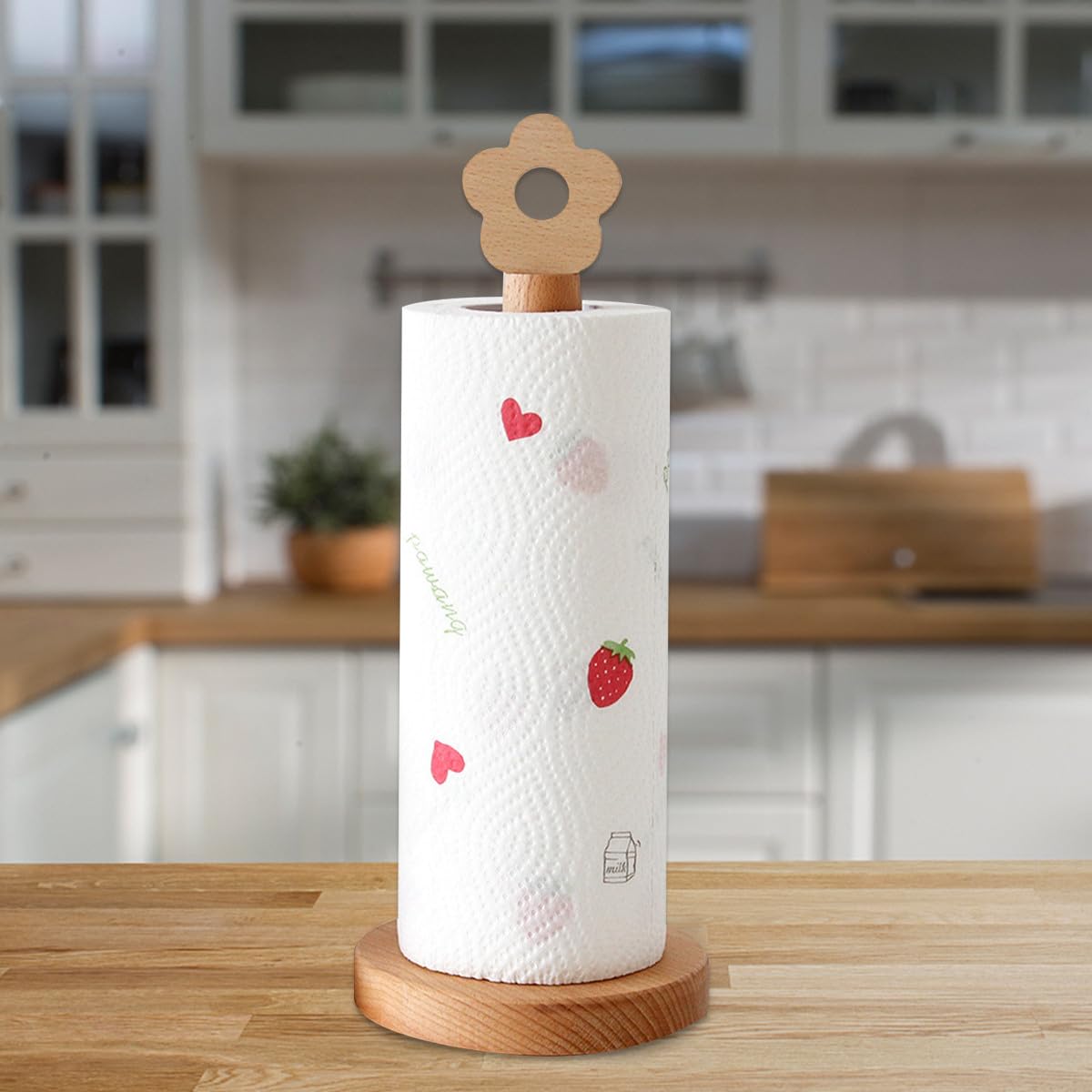 Portarotolo Verticale in Legno Massello, Design Creativo