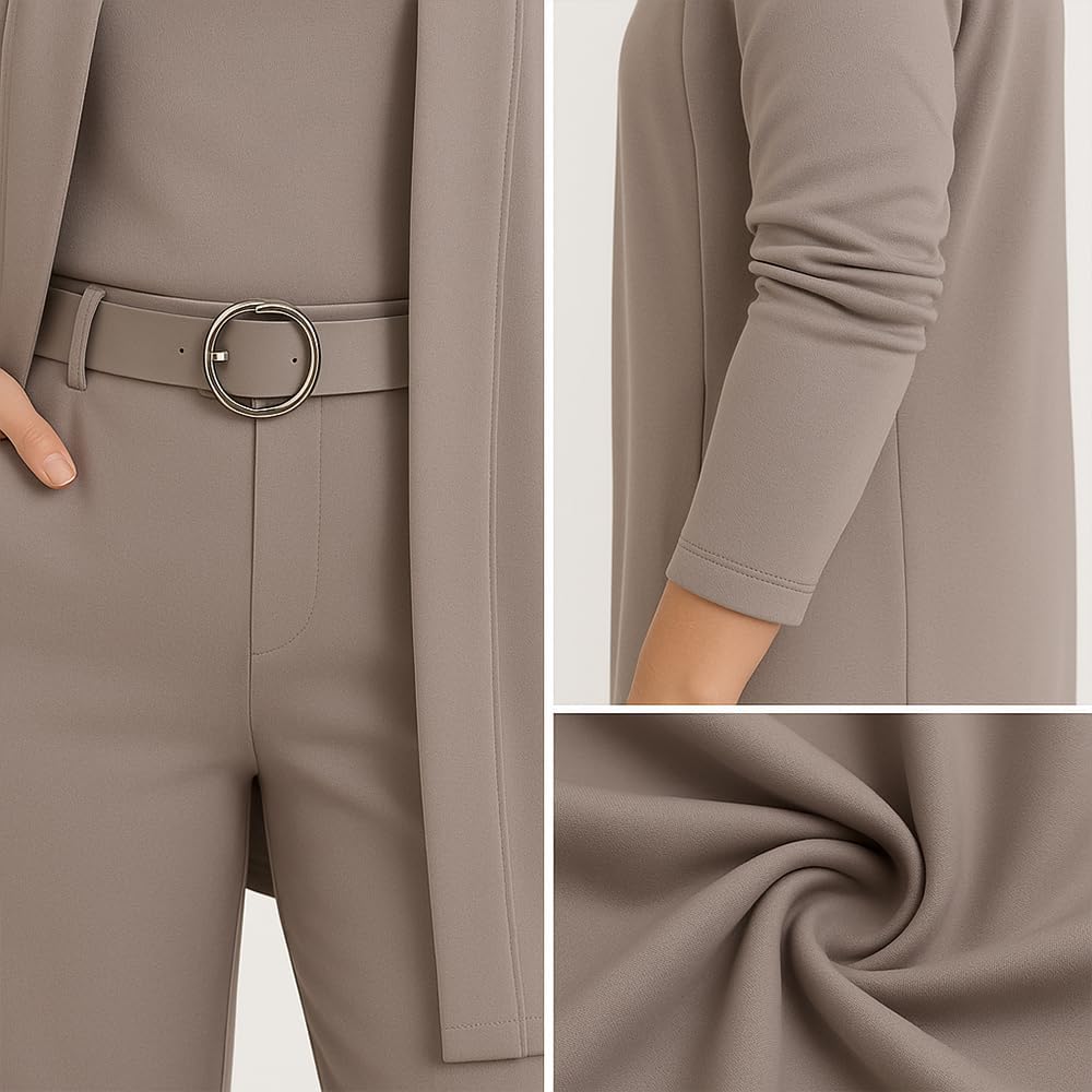 Women’s 3 Piece Outfit Set, Longline Cardigan with Matching Top and Pants, Elegant Travel Lounge Wear for Spring Fall - Image 6