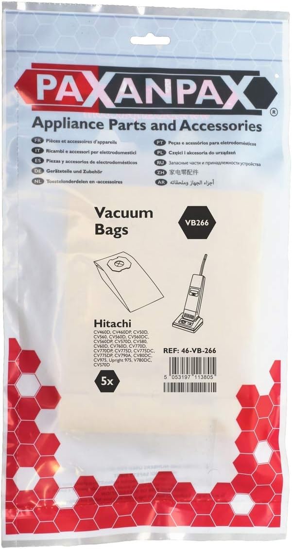 Paxanpax VB266 Compatible Paper Bags Hitachi CV50, CV60, CV80, CV460, CV560, CV580, CV760, CV770, CV775, CV780, CV785, CV790 - Image 3