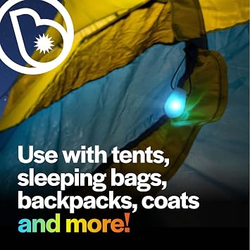 Brightz ZipBrightz LED Zipper Pull Light, 2-Pack - Color Changing Zipper Light - Glow in the Dark Zipper Pulls - Burning Man Lights - Glamping Accessories - LED Zipper Pull Light for Tents, Backpacks