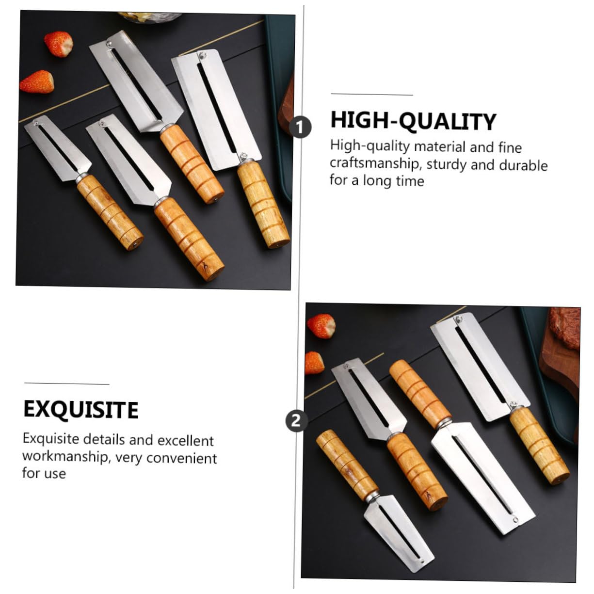 VOSAREA 2 Ensembles Éplucheur Inoxydable pour Fruits Et Légumes Couteau À Éplucher Canne À Sucre Et Ananas Manche Antidérapant Multi Usage Cuisine Et Restaurant 2 Pièces *