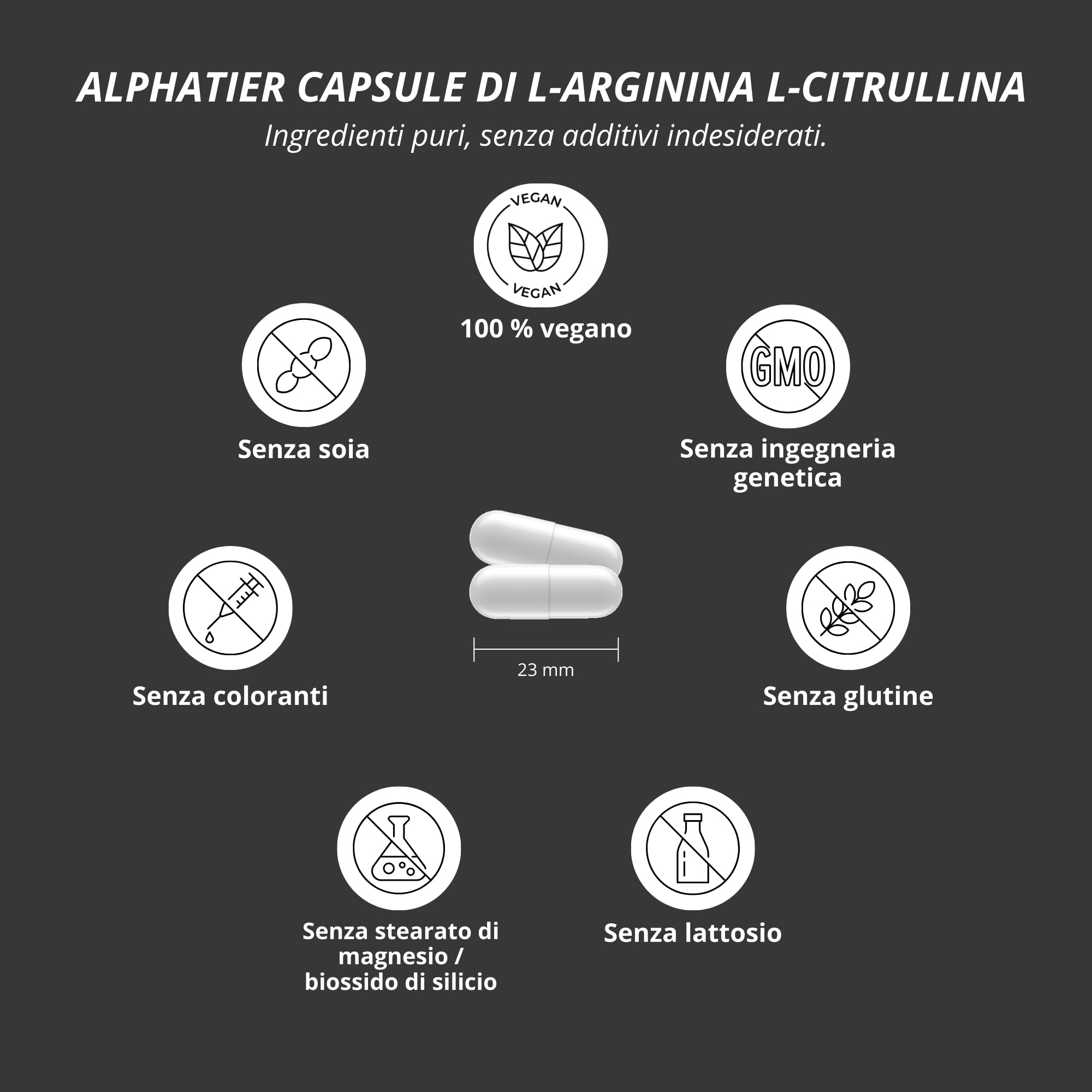 Alphatier Capsule L-Arginina L-Citrullina Alto Dosaggio - 360 Pillole Vegane - 3000mg di Citrullina Malato + Arginina Base per Porzione - Qualità Premium Senza Magnesio Stearato + Additivi