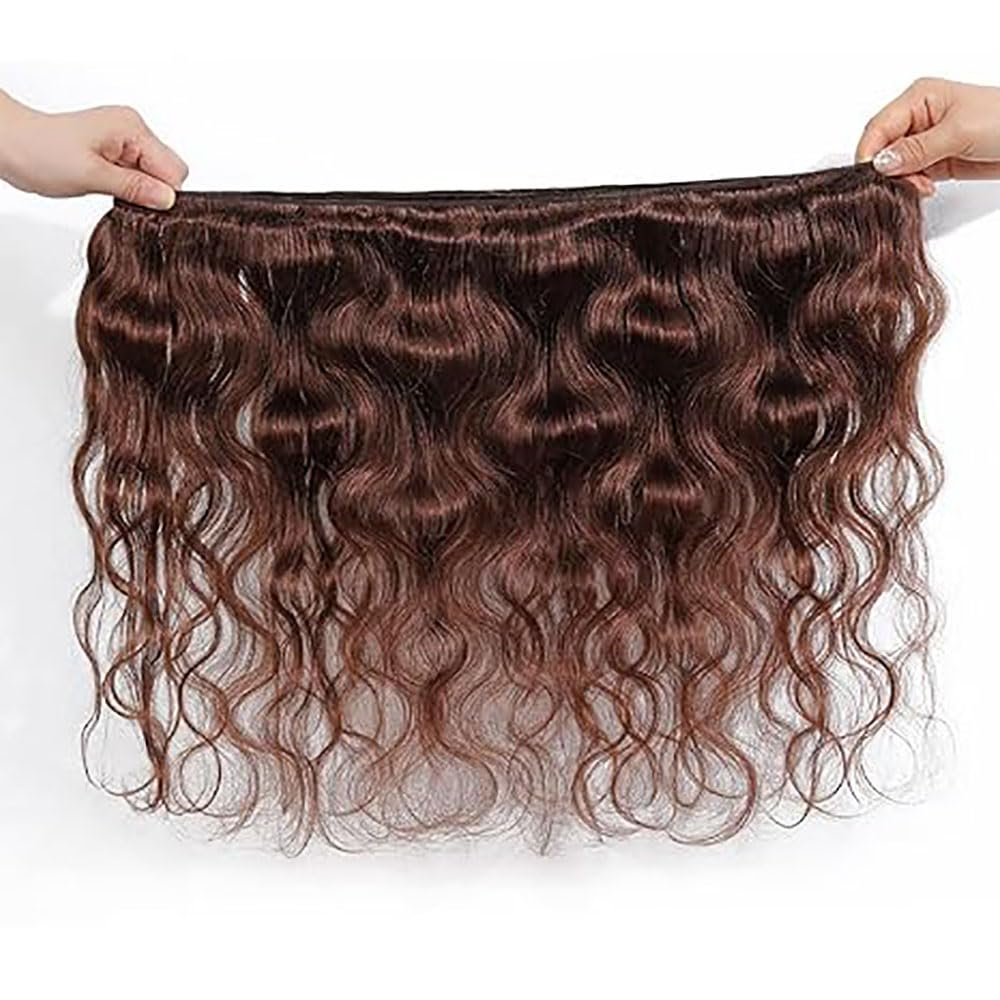 Human Hair Bundles Body Wave Echthaar Tressen Haare Bündel Unprocessed Remy echt Menschliche Weave Extensions Double Weft Color #4 Chocolate Brown 28 30 32 Zoll