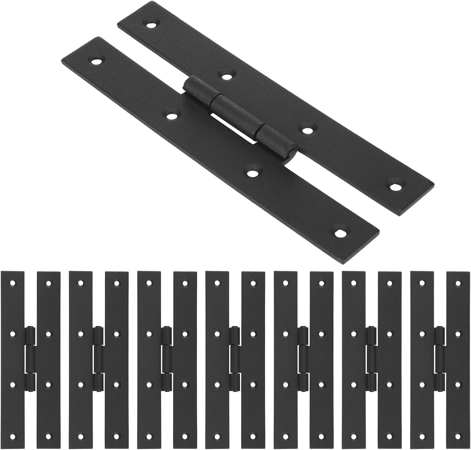 8 Pcs 7 Inch Black H Cabinet Hinges, (Black Powder Coated) Wrought Iron Kitchen Door Hinge with Hardware for Cabinet Doors
