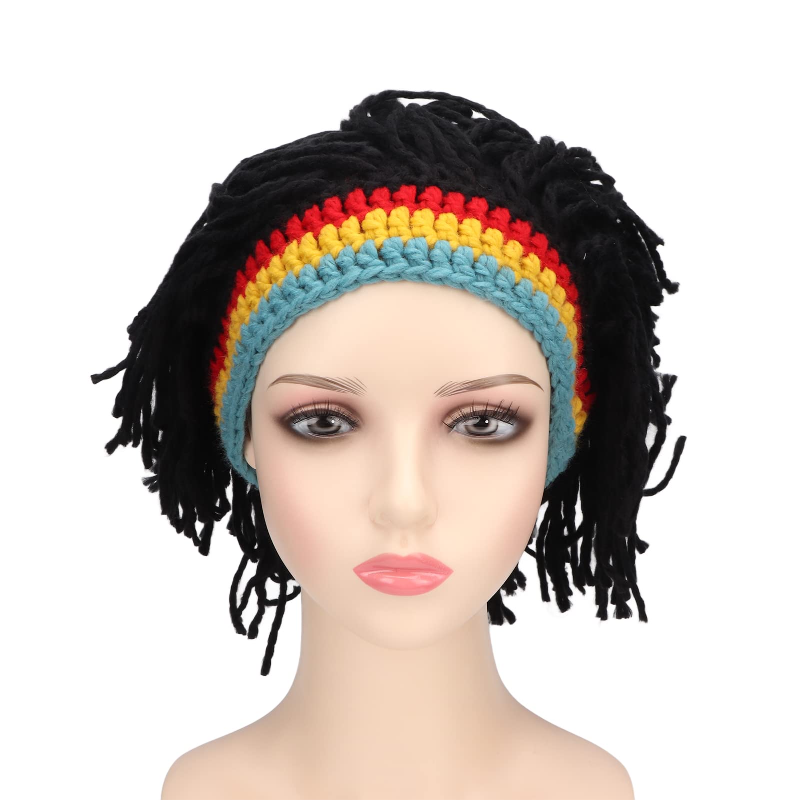 Topyond Gorros De Peluca Divertidos De Punto Alta Elasticidad Mantener Caliente Gorro De Punto con Rastas Sombreros Hombres Ropa De Invierno para Hombres Navidad Halloween Pelucas Para Niñas