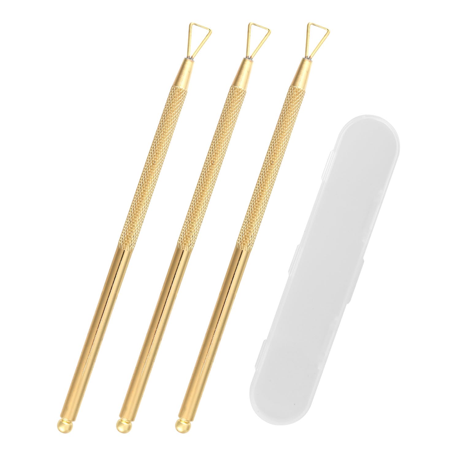 3pcs Lottery Ticket Scratcher Tool, Stainless Steel Scratch Off Tool Multifunctional Easy to Hold Lotto Scratcher Label Scraper with Storage Box for Flawless Reveals Lucky Gift (Gold)