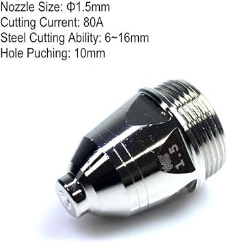 Plasma Cutter Torch Tip Electrode Cup Kit for P-80 Torch Consumables 45pcs (1.5mm / 0.059in)