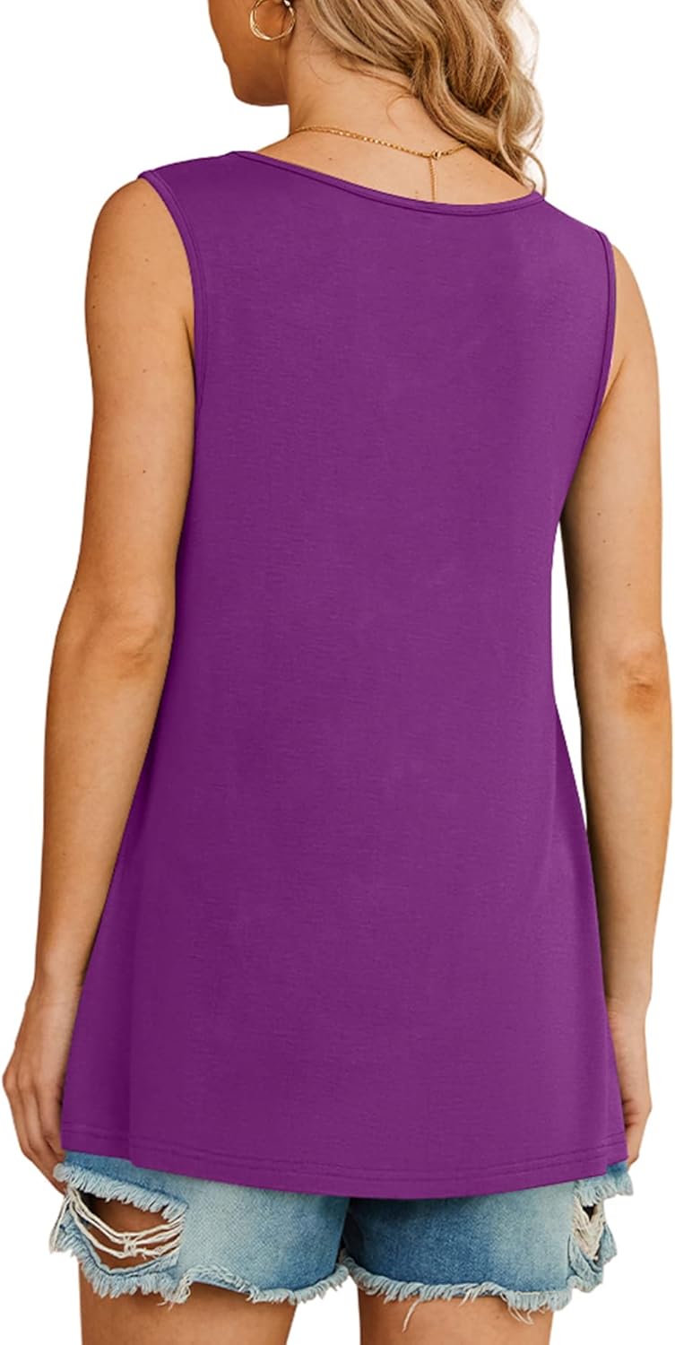 AYIFU Womens Summer Tank Tops V Neck Sleeveless Shirts Casual Loose Fit Tunic - Image 3