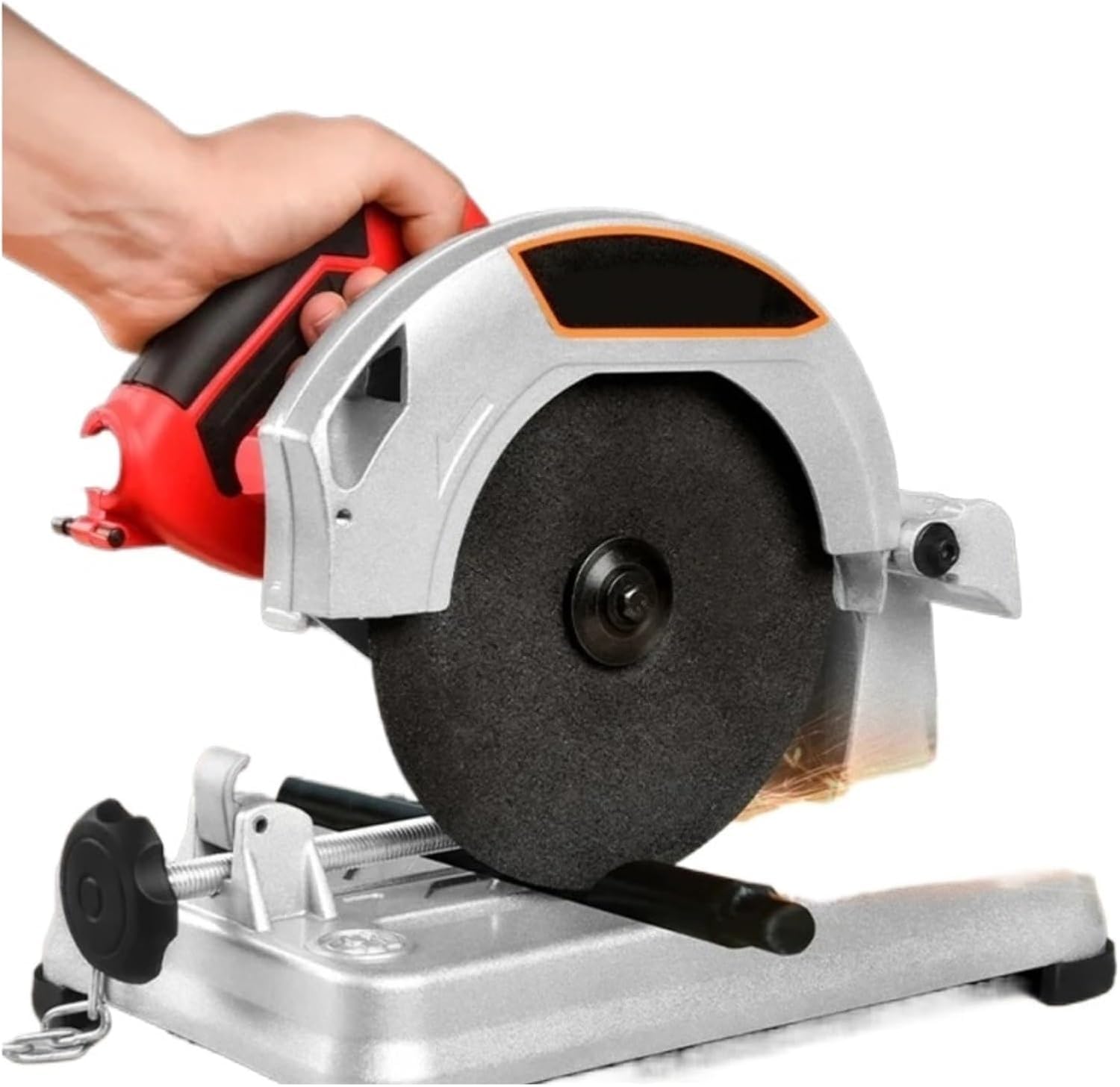 Mini sierra de corte para metal y madera, ángulo ajustable de 0 a 45°, amoladora de banco compacta.