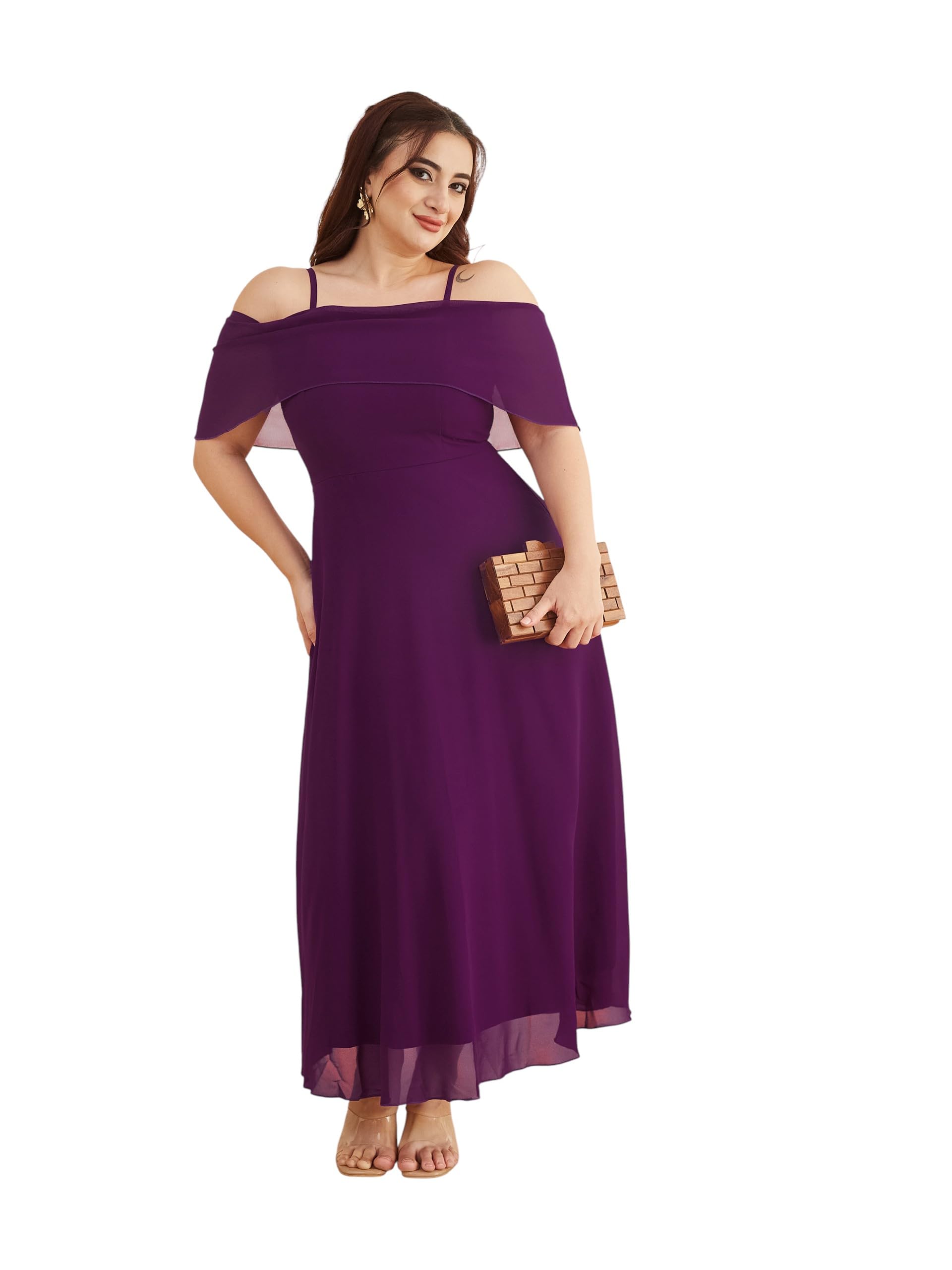 miss chase a+ Women's Bardot Style Sleeveless Spaghetti Strap Off Shoulder Midi Skater Dress-picture-28