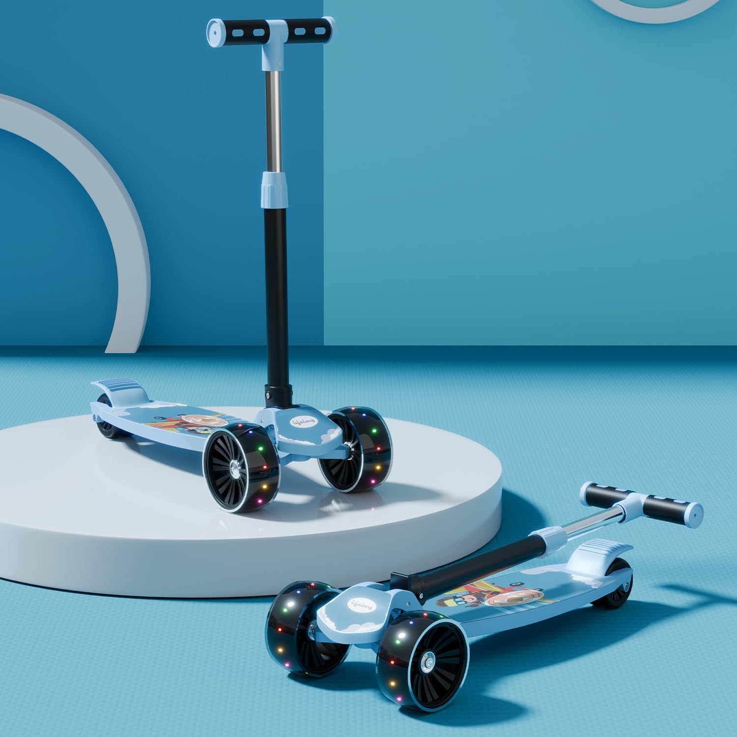 Lifelong Kick Scooter with Adjustable Height|Foldable Scooter|Skate Scooter for Kids with PVC Wheel|Age Upto 3+ Years- Max User weight-50 kg, 6 Months Warranty, LLKS01