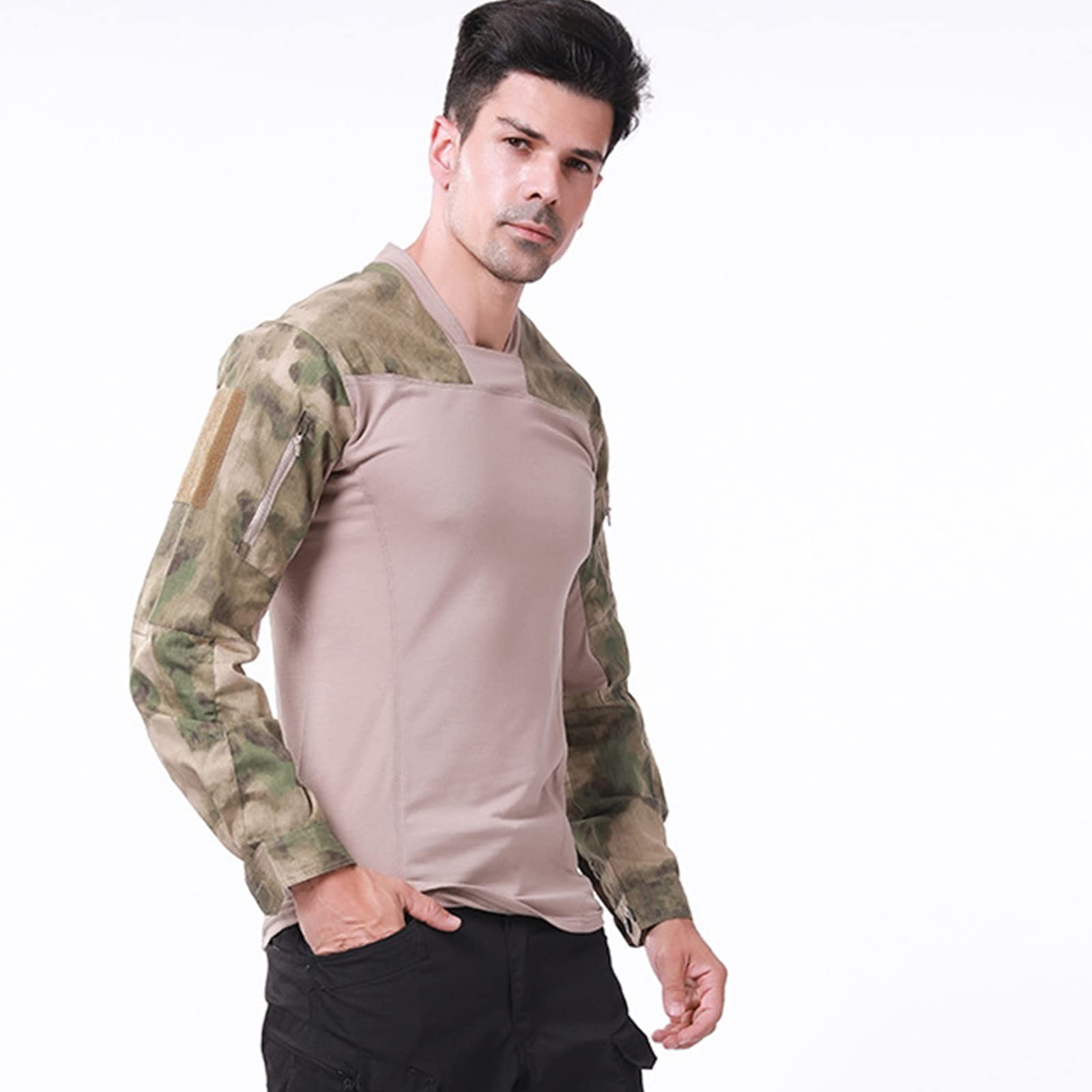 Camisetas tácticas militares para hombre, camisetas de algodón para hombre, camisas de entrenamiento, senderismo, caza, combate, camisetas transpirables de secado rápido.