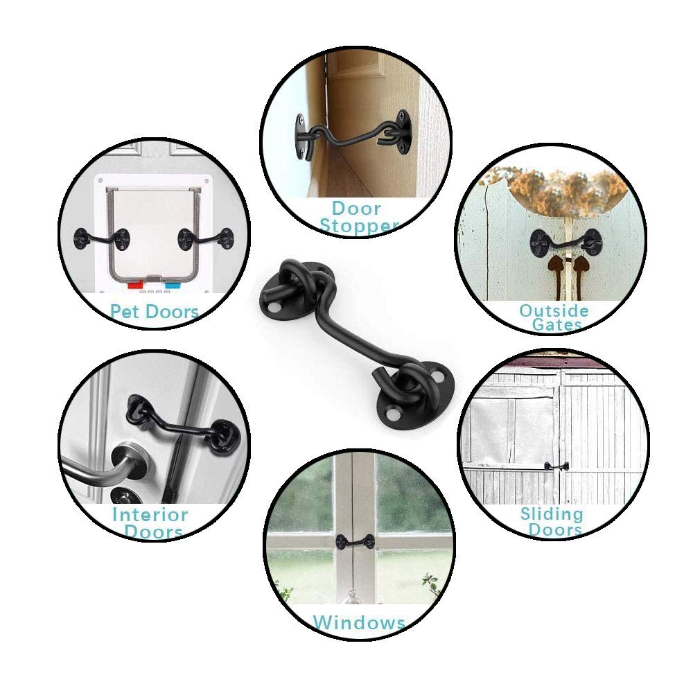 Buy 4 Pieces Barn Door Lock Black 4 Inch Lock Hook Eye Latch Solid Gate