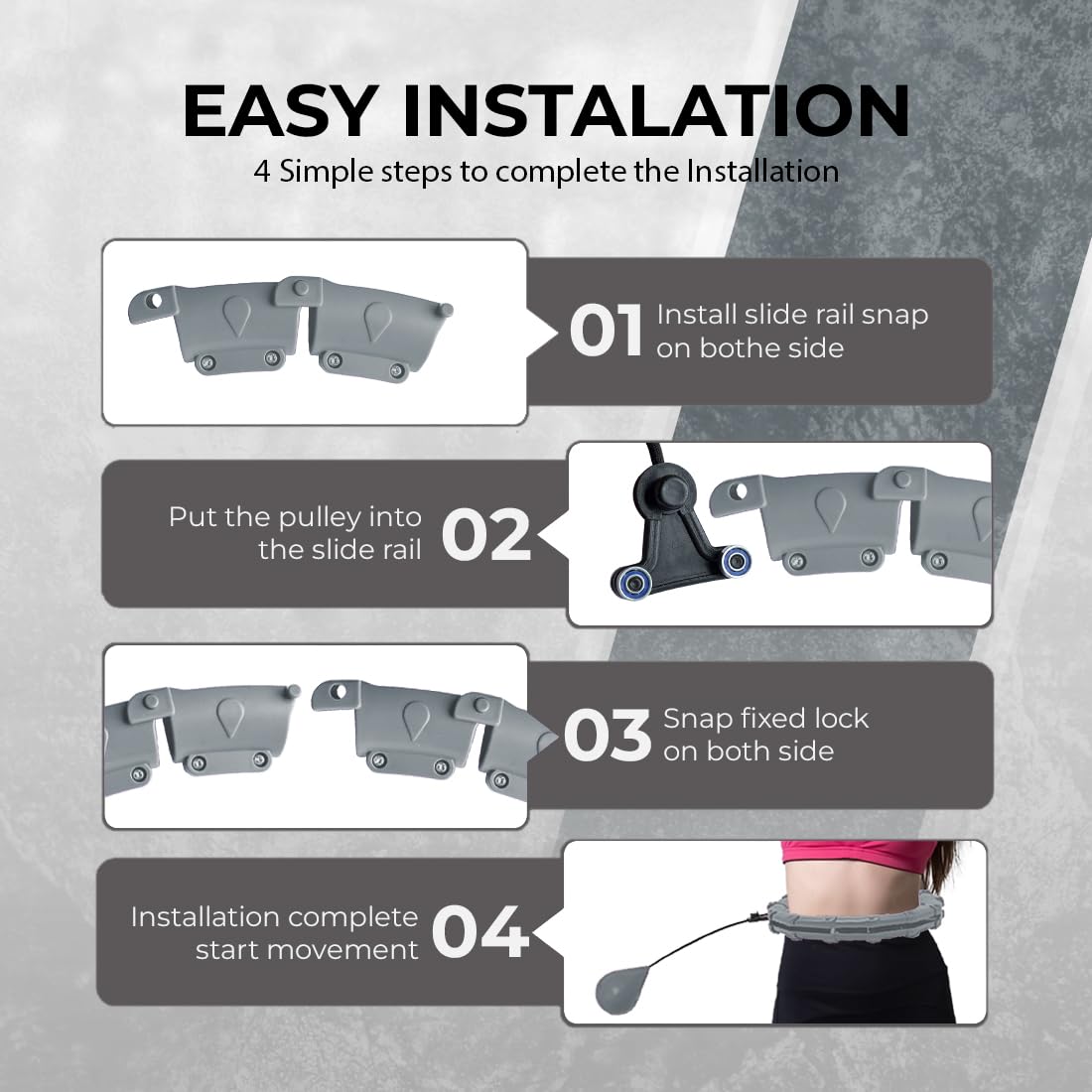 Active 100 Fitness Hula Hoops, Smart Weighted Hula Hoop for Adults, Adjustable Infinity Hoop with 360° Auto-Spinning Ball, Weight Loss Exercise Equipment for Home Use