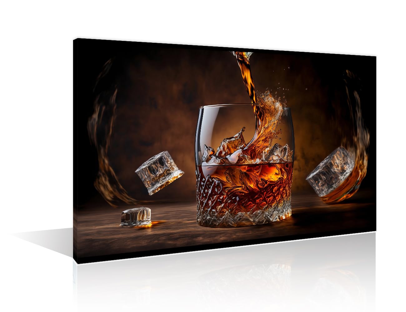 TISHIRON Whiskey Canvas Prints Wall Art Cocktail Picture Artwork Prints Relaxation Drink for Home Office Bedroom Living Room Bathroom Kitchen Wall Decor Framed Ready to Hang 12" Wx18 H