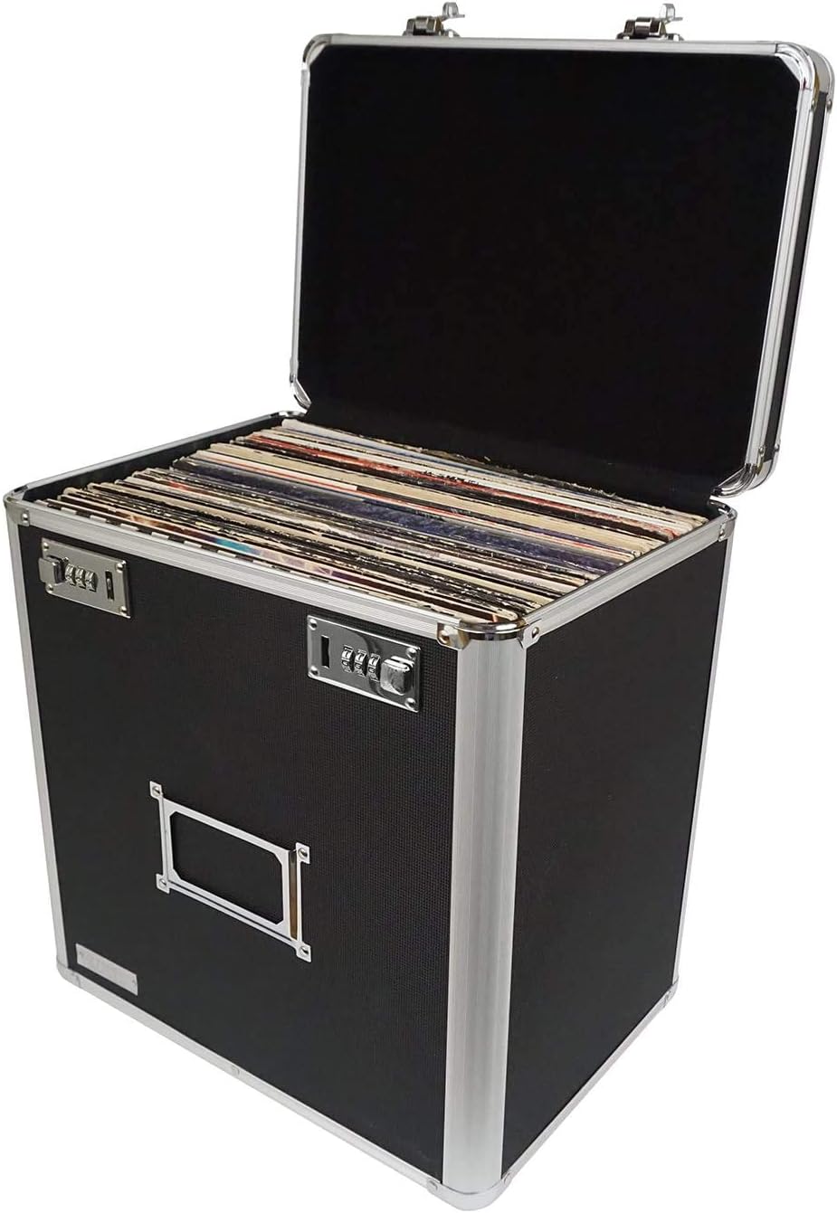 Vaultz Vinyl Record Storage Box - Locking 50 Album Holder & Organizer - Great Alternative to Flimsy LP Crate - 14.4 x 13.4 x 9.6 Inches - Led Zeppelin Album Design