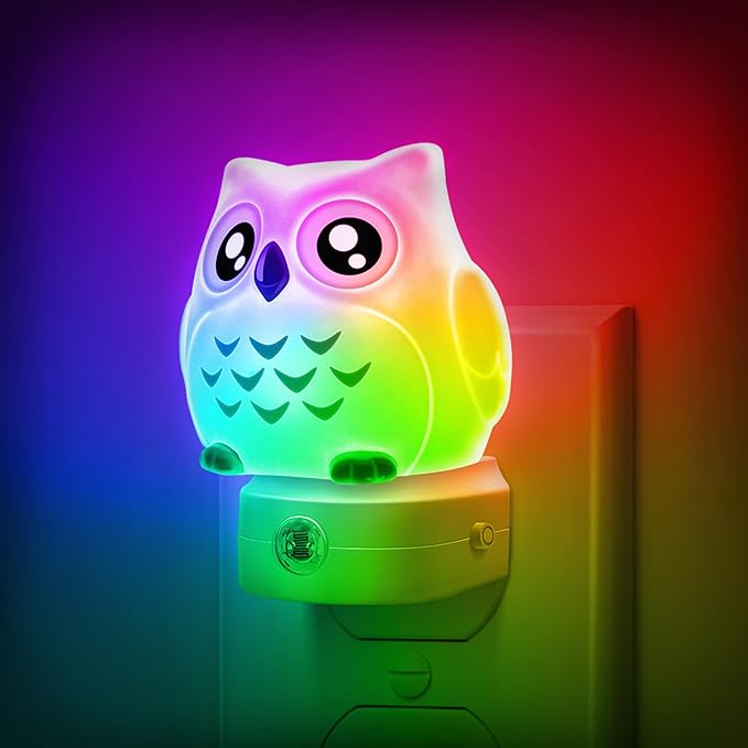 DORESshop DORESshop Owl Night Lights Plug Into Wall, Cute Night Light for Kids, 8-Color LED Night Light with Dusk to Dawn Sensor, Decorative Nightlight for Kid Room, Bathroom, Bedroom, Children Gift, 1 Pack