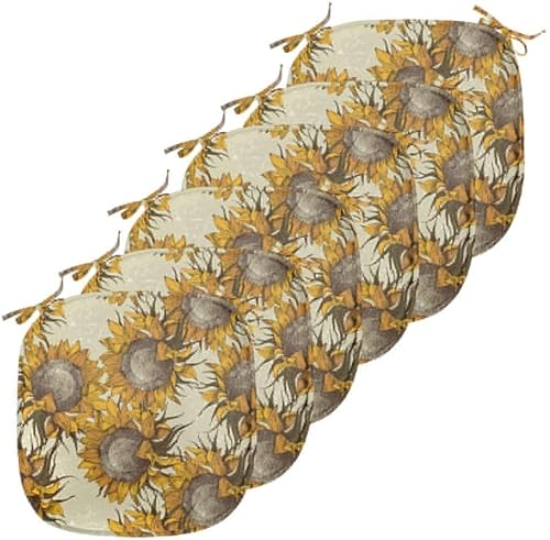 Vista 383 de Lunarable Orient - Juego de 6 cojines de asiento para silla, diseño de estrellas marroquíes, espirales y curvas abstractas, ilustración oriental