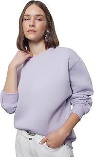 سويت شيرت TWOAW24SW00101 بقصة عادية وطبقة صوف بولار سميكة وياقة دائرية ضيقة للنساء من ترنديول