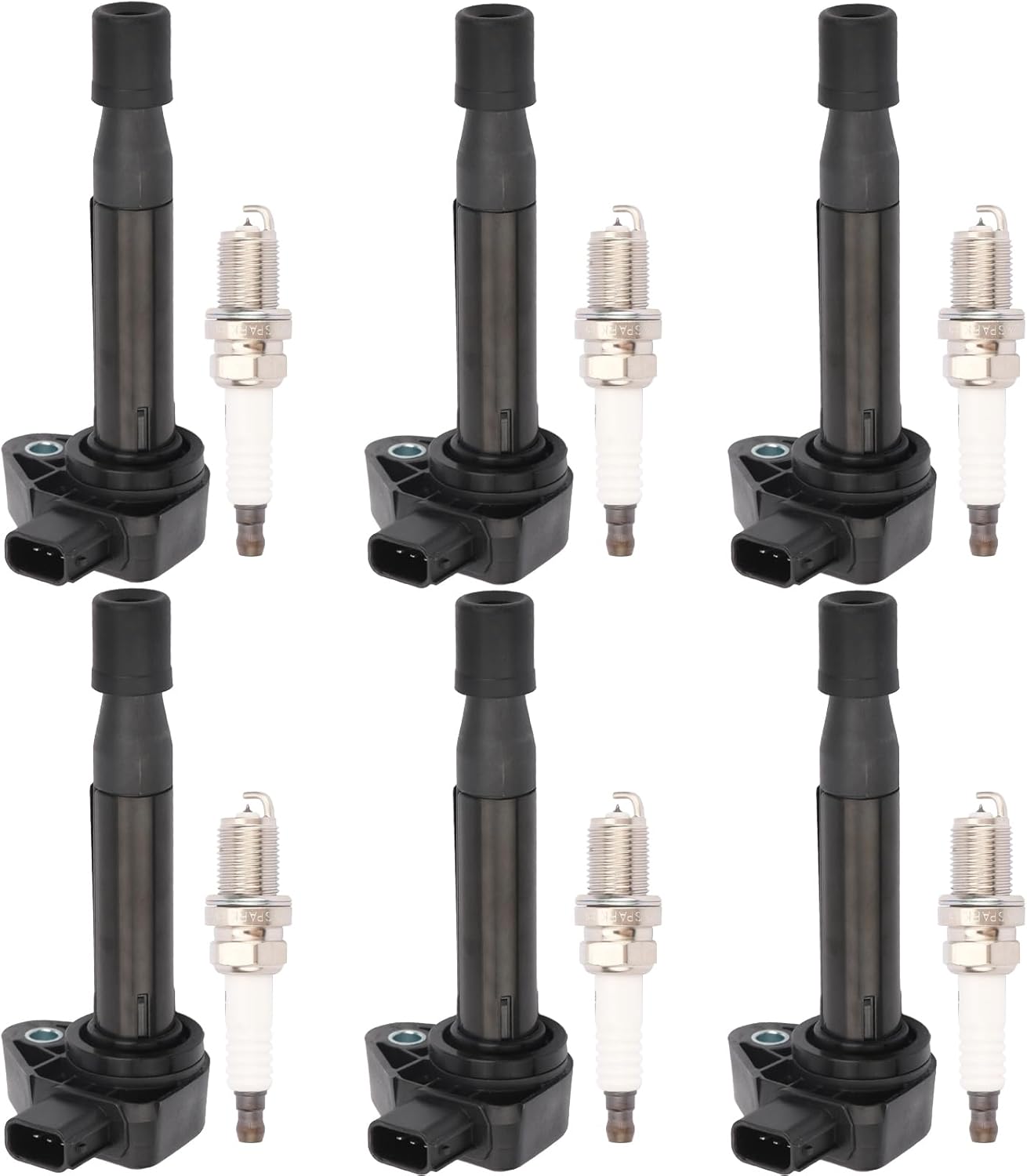 IRONTEK 6PCs Ignition Coil UF242 with 6 Spark Plugs for 2000-2003 for Honda Accord, 1999-2010 for Honda Odyssey, 2001-2003 for Acura CL, 2005-2008 for Acura RL, 1999-2008 for Acura TL
