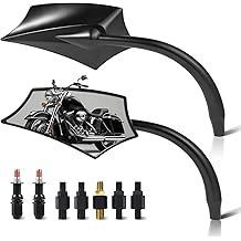 Motorcycle Mirrors for Handlebars - Universal M8 M10 Rear View Mirrors for Harley Sportster Road King V-Rod Street Glide Electra Glide Dyna Softail Honda Kawasaki etc. Accessories Black
