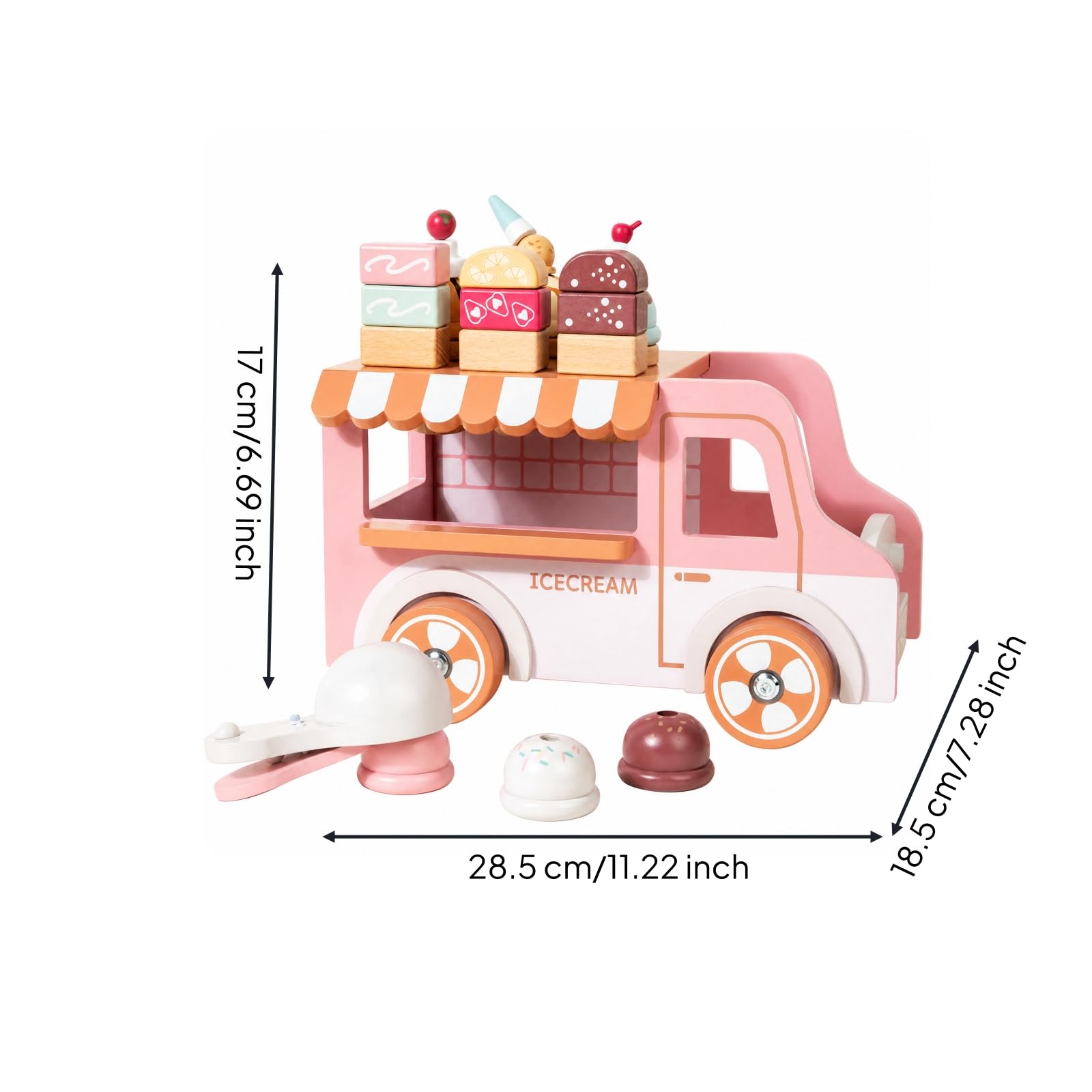 Carretto del Gelato con Bancone e Tettoia Educativo Negozio Giocattolo di Gelati Riduce Il Tempo Davanti Schermo per Sale Giochi,