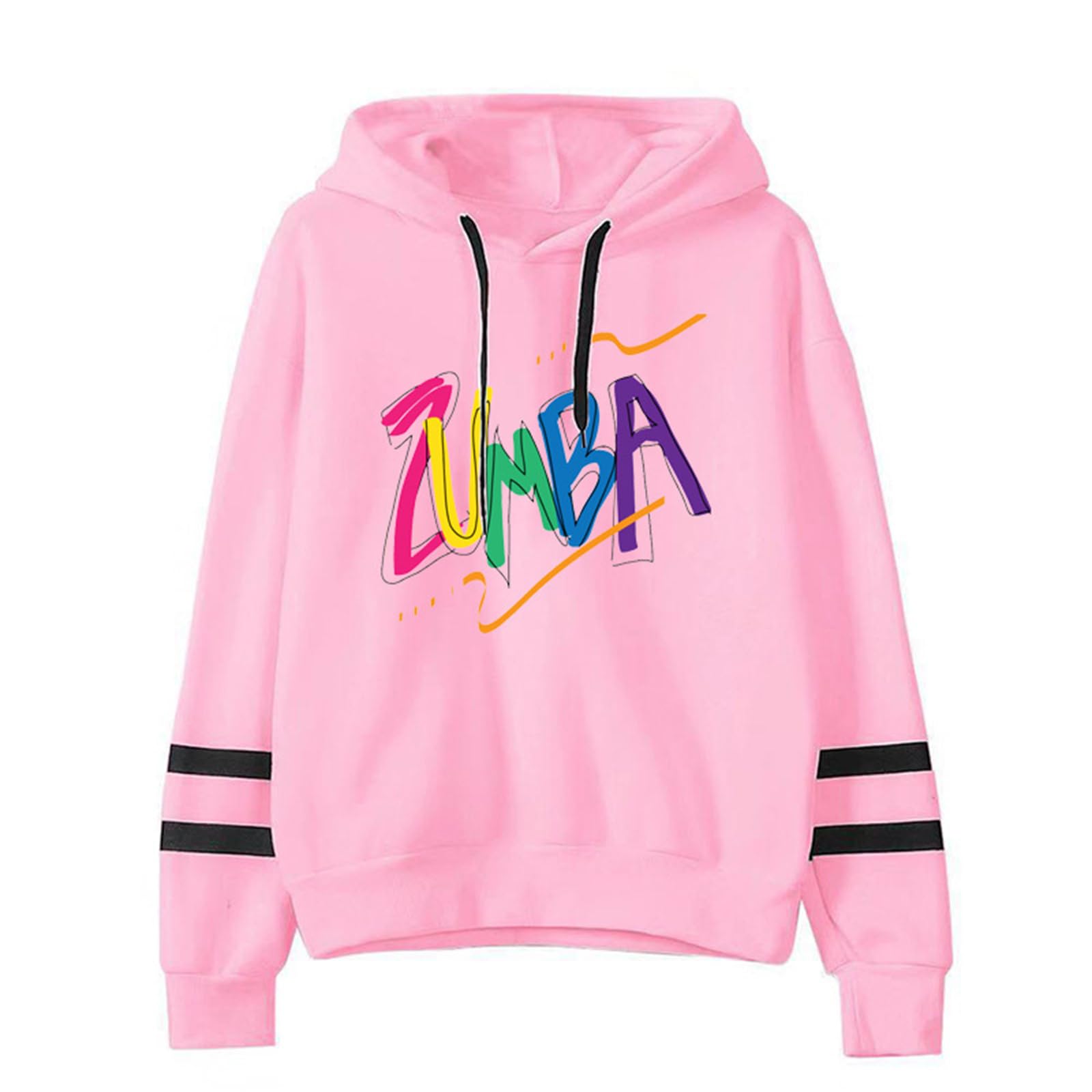 Keephen Women's # 6 Sweatshirts Zumba Print Graphic Pullover Hoodie Jumper Crew Neck Long Sleeve With Drawstring Loose Fit Casual Tops Fit Teenage Girl
