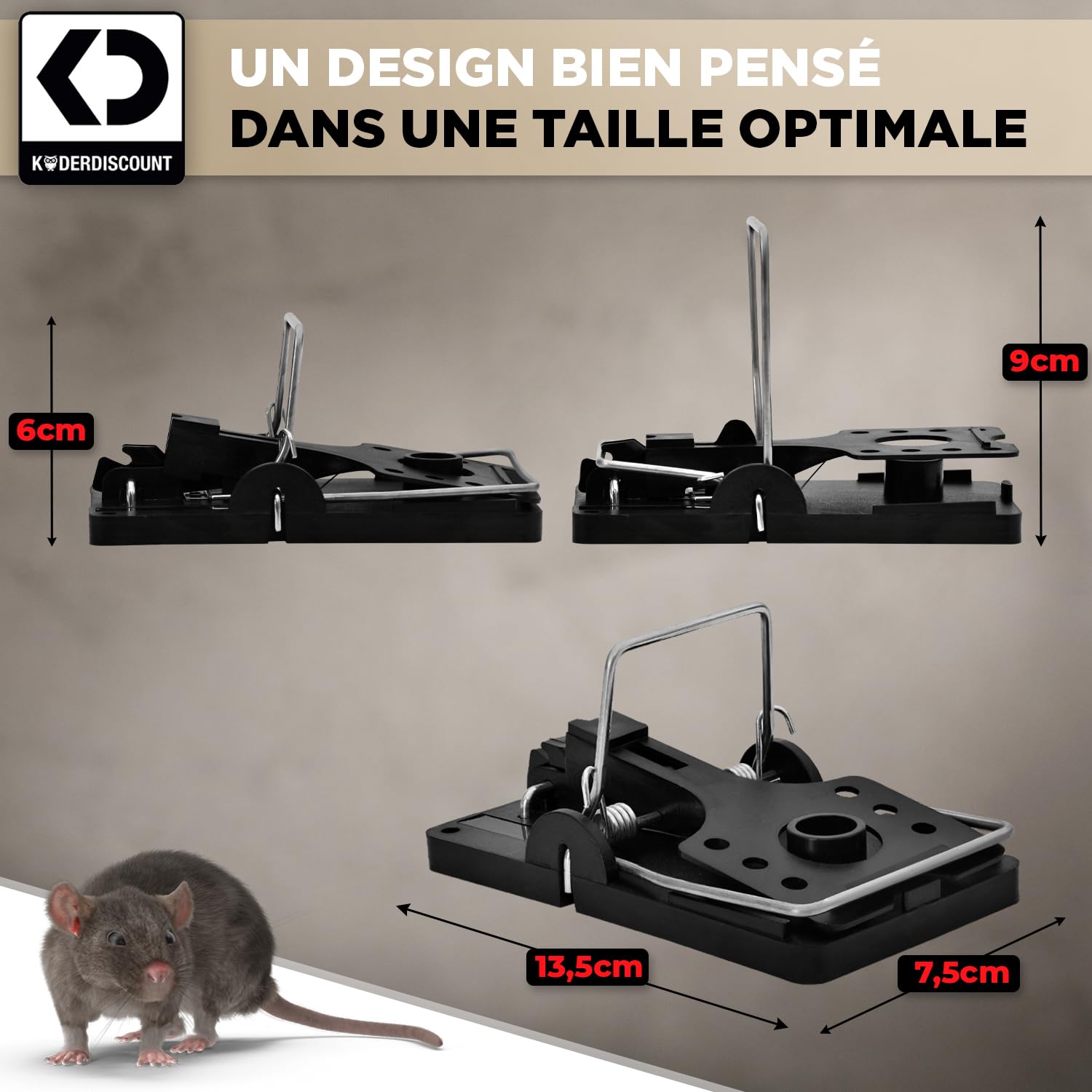 Piège à rats professionnel sans poison 3 pièces réutilisable efficace