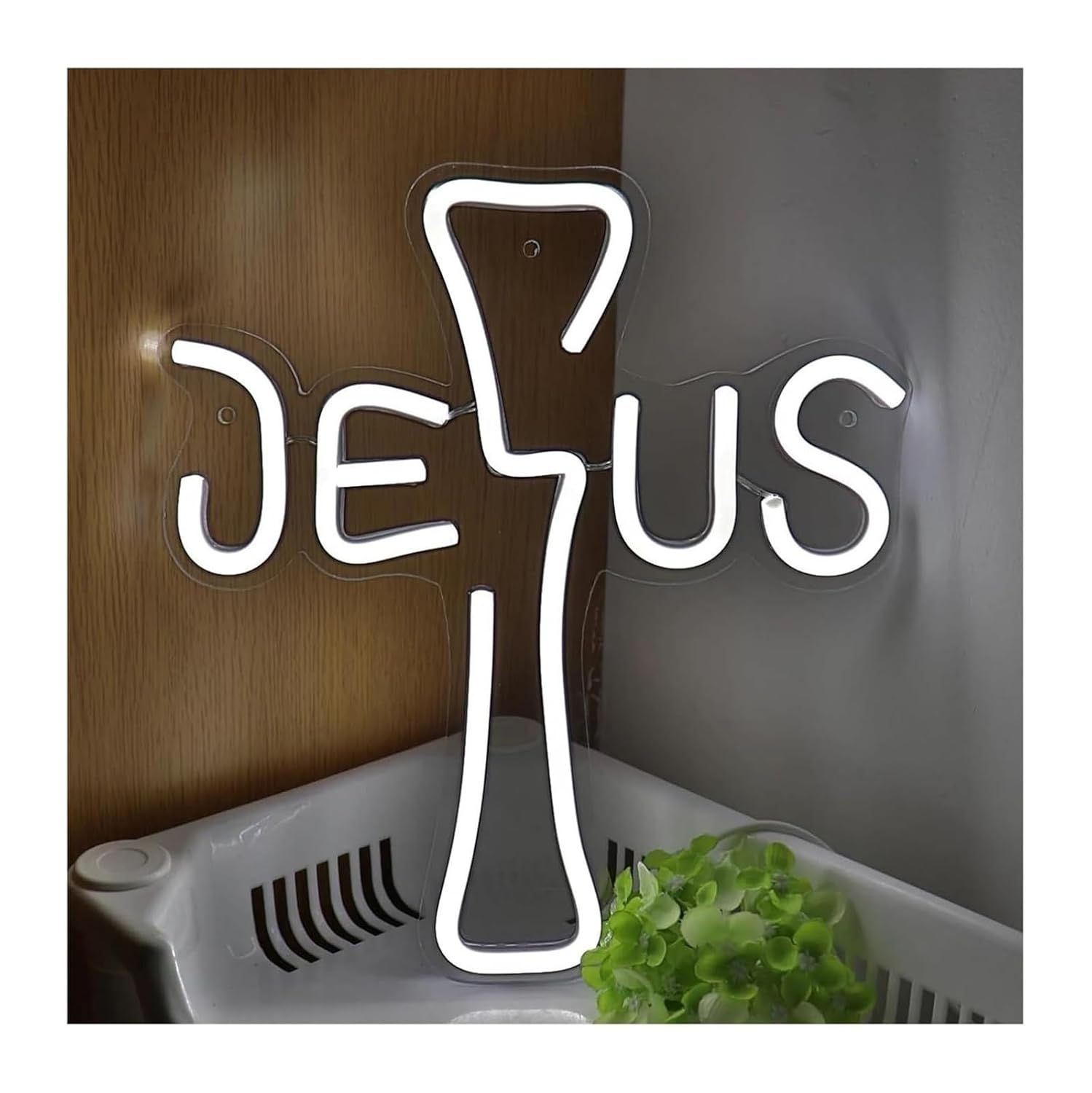 LED ネオンサイン ハート USB電源 ネオンライト ネオン管 インテリア ライト アメリカン雑貨 間接照明 おしゃれ かわいい グッズ カフェ  結婚式 クリスマス 装飾 飾り付け 壁掛け | 電光ホーム ネオンライト 十字架イエスのサインランプ ネオンライト 教会 ショップ パーティー イベント 壁用 24.9cm×27.6cm