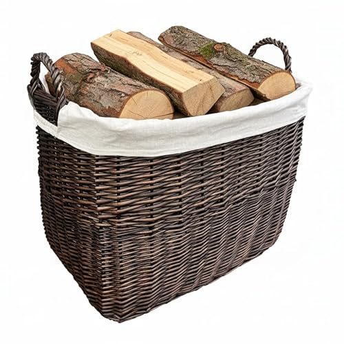 Arthur Cameron - Fawley Rectangular Wicker Log Woven Basket - Perfect as Home Decor - Storage and Organization (Distilled Brown, Small)