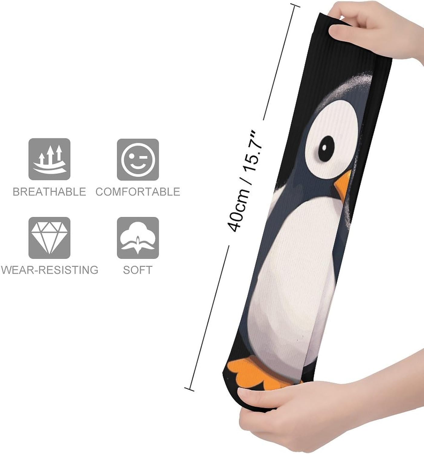 Breathable Crew Sock, Moisture Wicking, Athletic Calf Socks, Cozy | Cute Animal Compression Socks for Women Men, Lightweight High Work Socks for Business, Casual